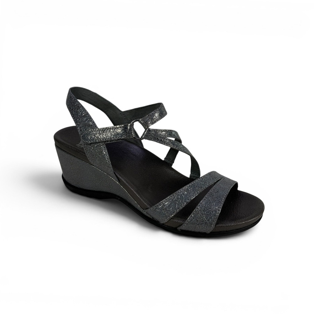 Dansko Addyson‎ Wedge Sandals Womens 8.5 9 EU 39 Pewter Metallic Comfort Shoes